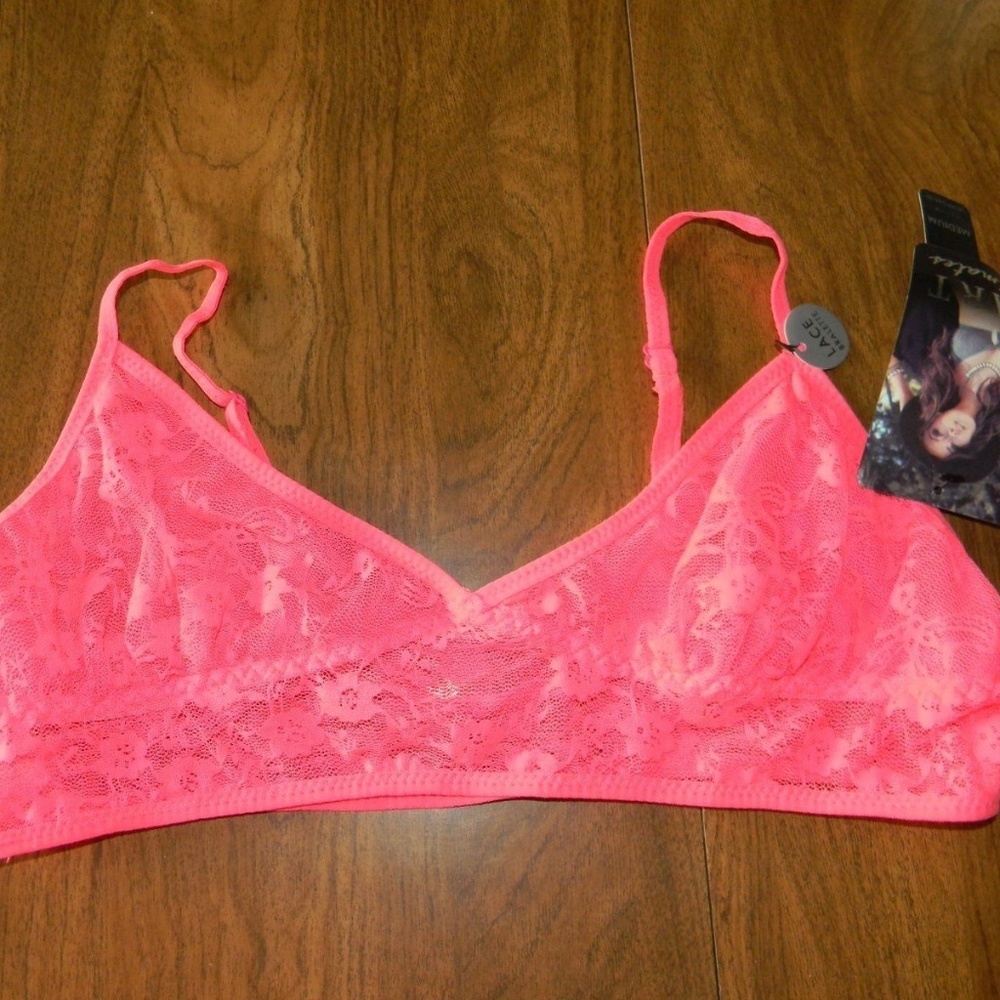 Tart Noir Small Hot Pink Lace Bralette Bra NWT